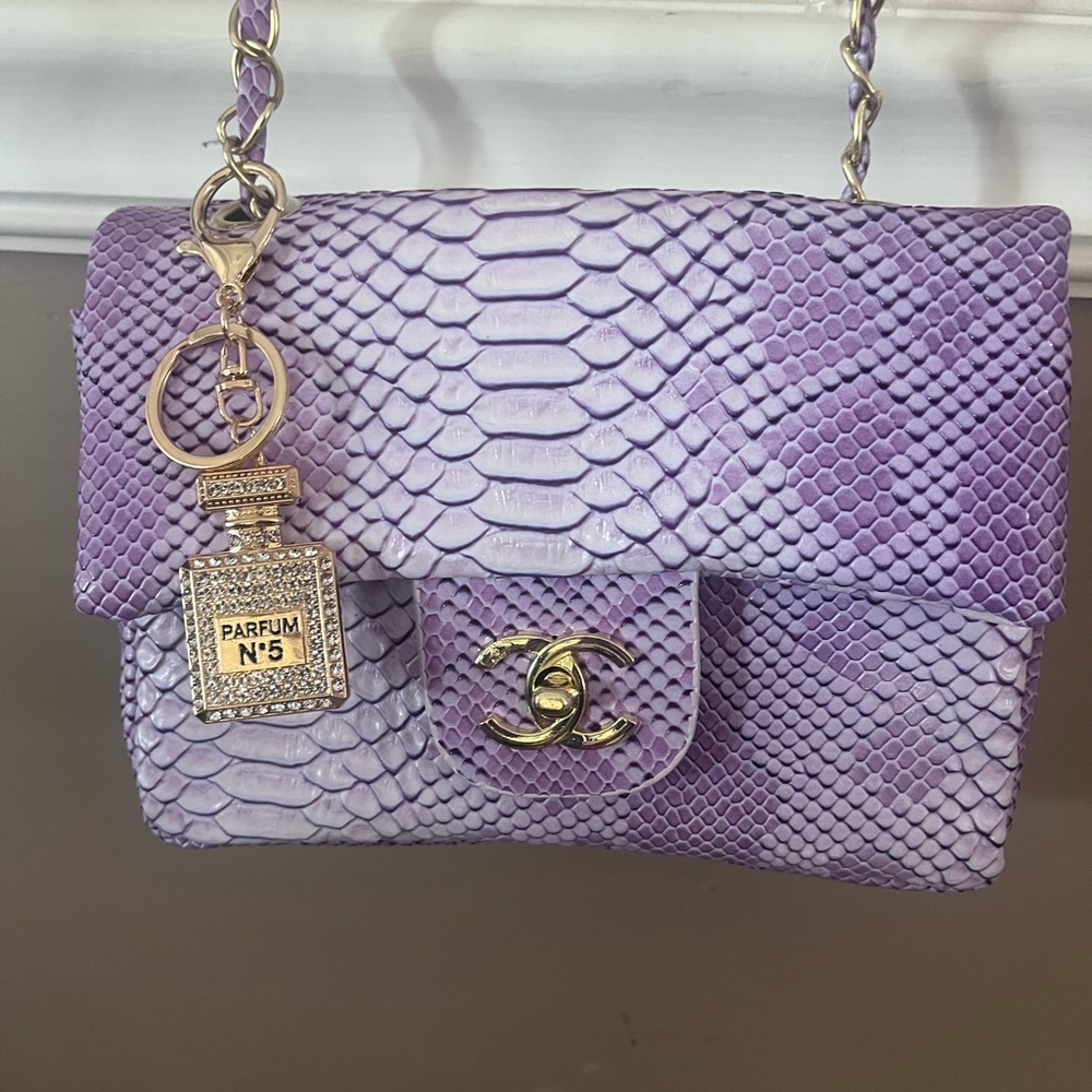 CHANEL style Lavender Python Crossbody Bag